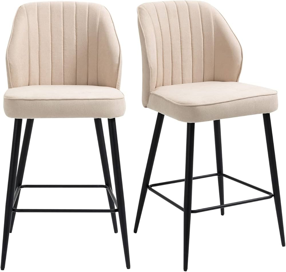 DRAGON GATE 25.6'' Counter Height Bar Stools Set of 2, Modern Velvet Upholstered Counter Stools w... | Amazon (US)