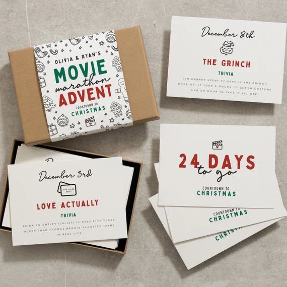 Christmas Advent Calendar for Adults, Family Movie Advent Calendar for Him or Her, Film Christmas... | Etsy (US)