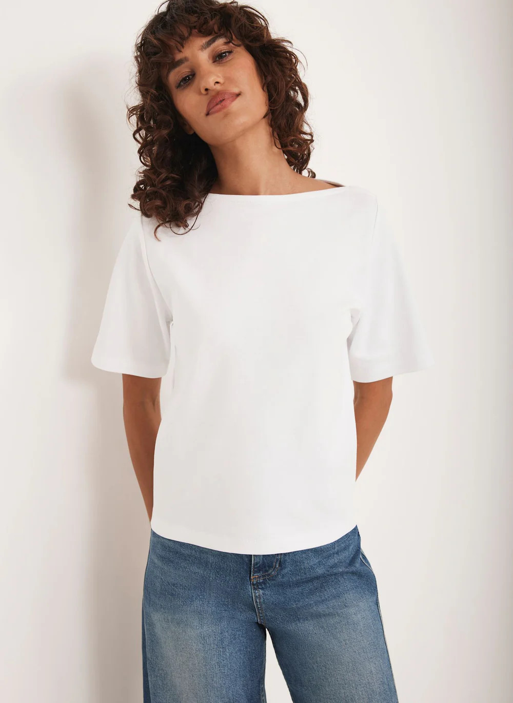 Blue Ultimate Slash Neck T-Shirt | Mint Velvet
