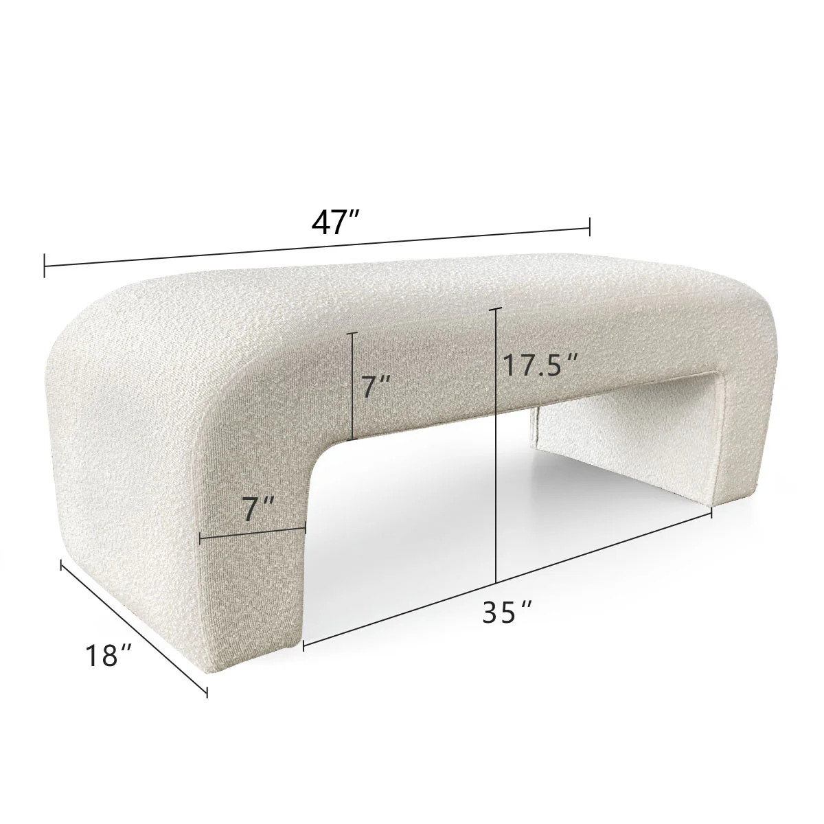 Lily 47" Bouclé Waterfall Bench | Pop Maison