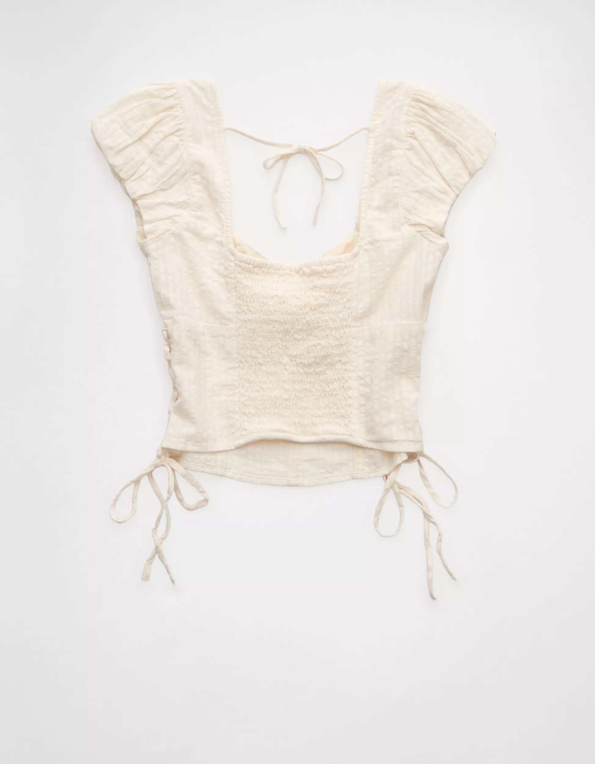 AE Side-Tie Lace-Up Blouse | American Eagle Outfitters (US & CA)