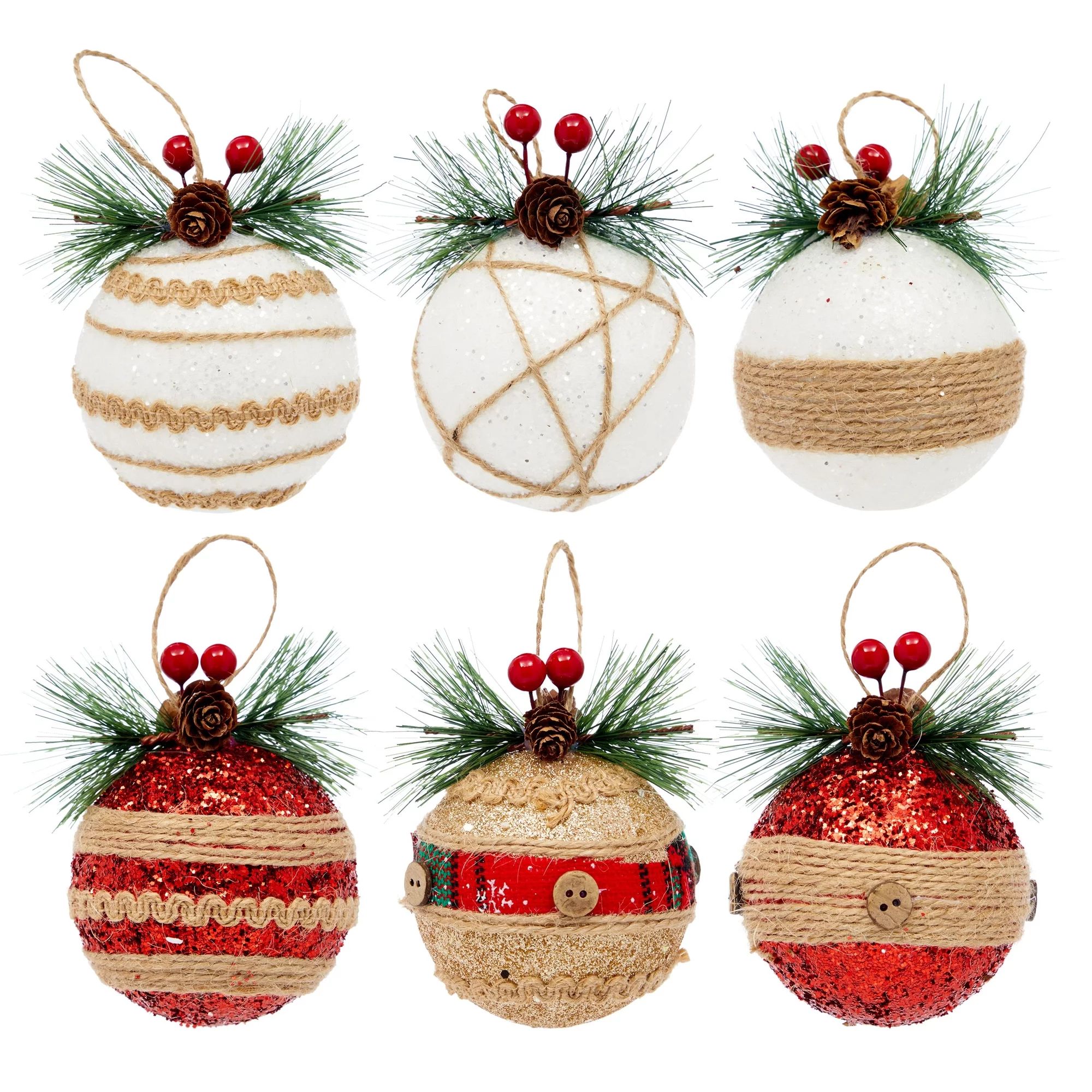 6 Pack Rustic Christmas Tree Ornaments, Farmhouse Holiday Decorations, Assorted Designs (3 x 5.4 ... | Walmart (US)