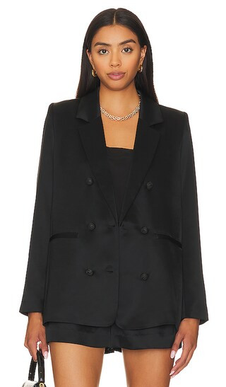 Leighton Satin Blazer in Black | Revolve Clothing (Global)