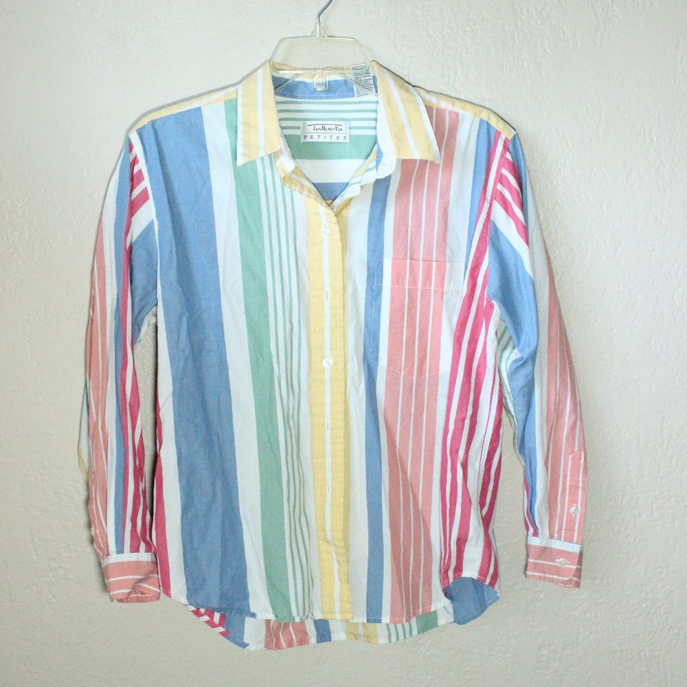 *SALE! 2/$22 or 3/$30* Talbots Petites Rainbow Stripe Button Up Women Size M | Poshmark
