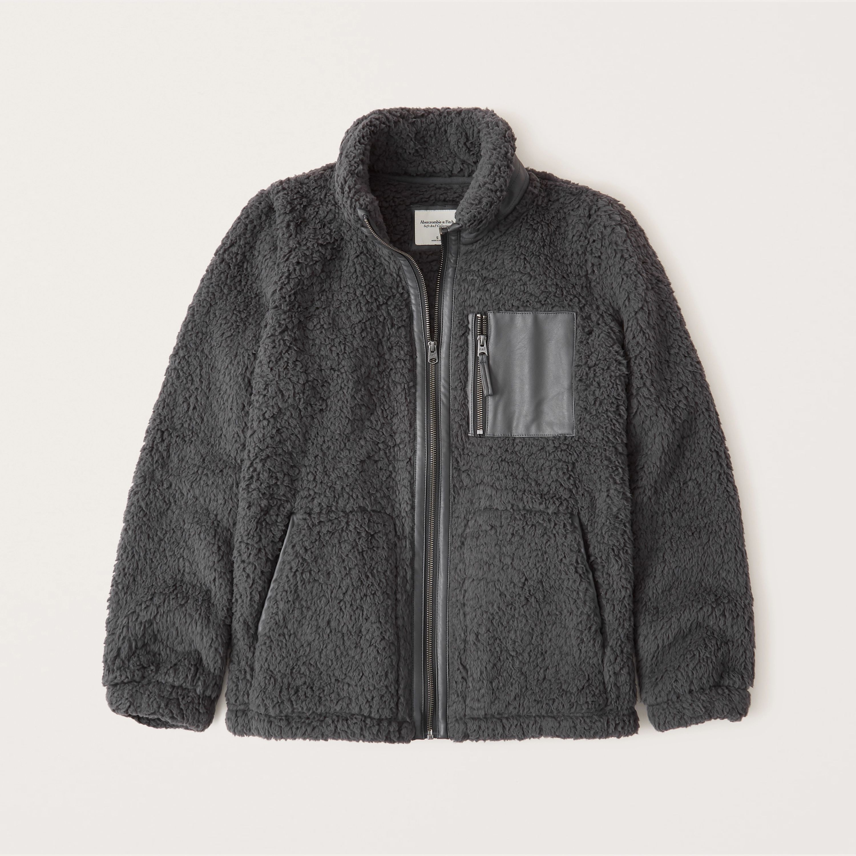 Sherpa Leather-Trim Jacket | Abercrombie & Fitch (US)