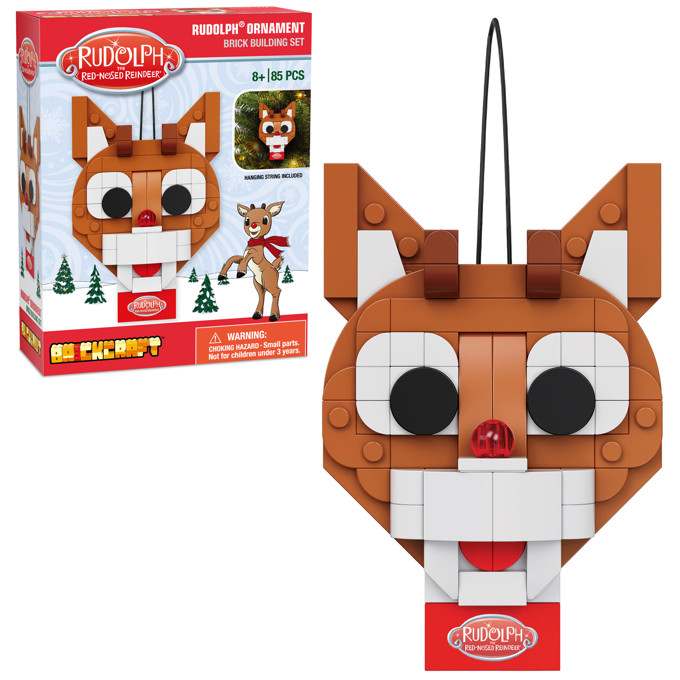 Brickcraft Rudolph Ornament Brick Building Kit (85-Plastic Piece Set), Hanging Christmas Décor, ... | Walmart (US)