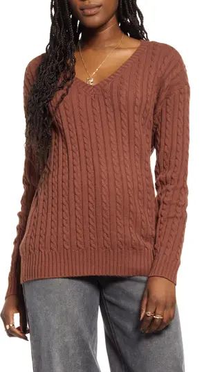 BP. Cable Knit Cotton & Recycled Polyester Sweater | Nordstrom | Nordstrom