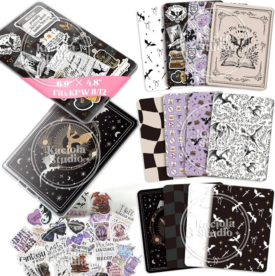 Kaciola 12PCS Inserts Cardstock for E-Reader, 50PCS Stickers for Clear Case Insert, 6.9"x4.8" Fan... | Amazon (US)