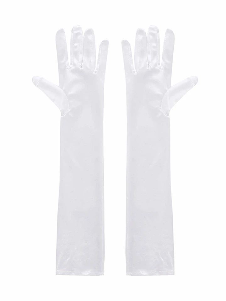 1pair Women's Long White Satin Gloves, Elegant Simple Design, Perfect For Daily Dance Party And S... | SHEIN