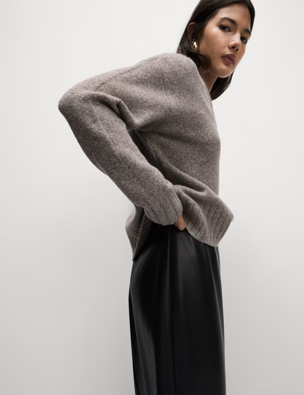 Textured V-Neck Twisted Tweed Relaxed Jumper | Marks & Spencer (UK)