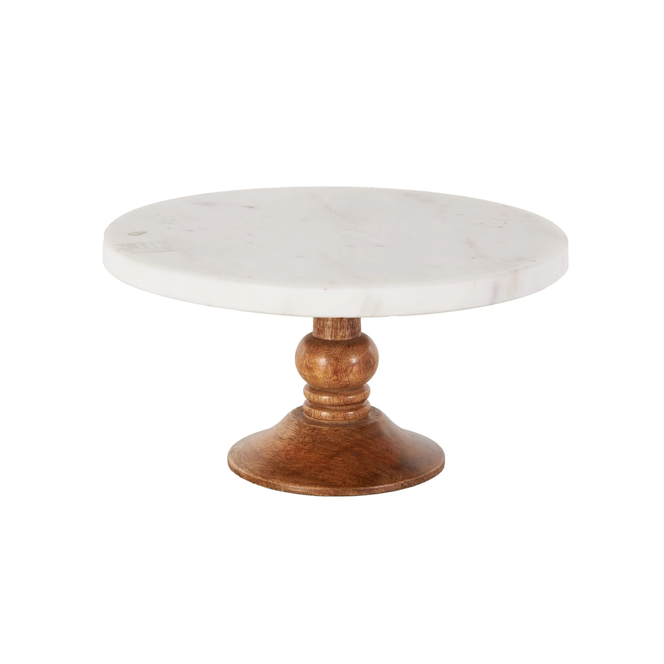 DecMode Modern Round Marble Cake Stand with Carved Wood Base and White Top Finish, 10"W x 5"H | Walmart (US)