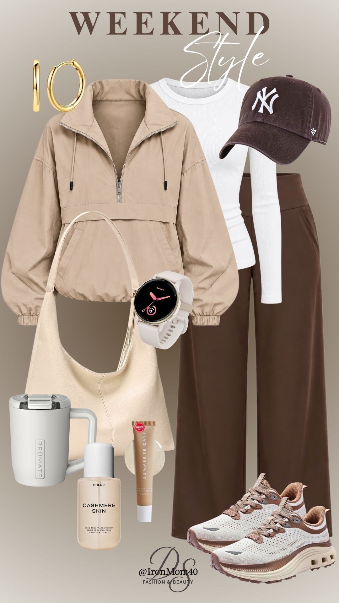 Weekend outfit Inspo idea in tan and brown .