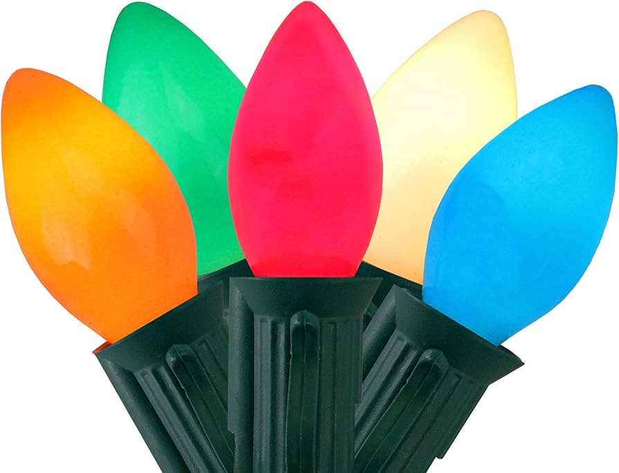 25-Count Multi-Color C7 Mini Christmas Light Set, 24ft Green Wire | Amazon (US)