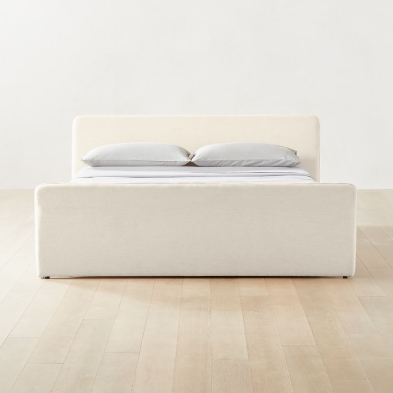 Camerano Eggshell Upholstered Modern King Bed + Reviews | CB2 | CB2