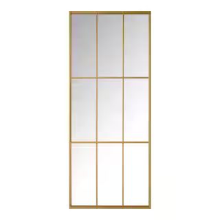 Oversized Gold Metal Frame Windowpane Classic Floor Mirror (70 in. H x 29 in. W) | The Home Depot
