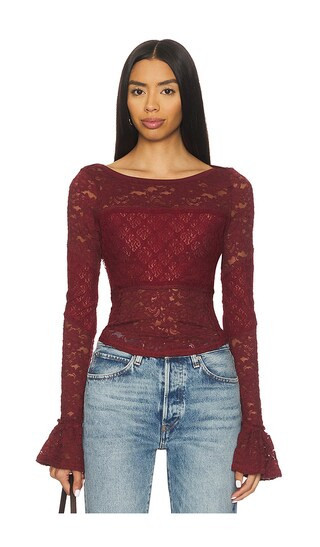 Free People Lace Layering Long Sleeve in Wine. - size S | Revolve Clothing (Global)