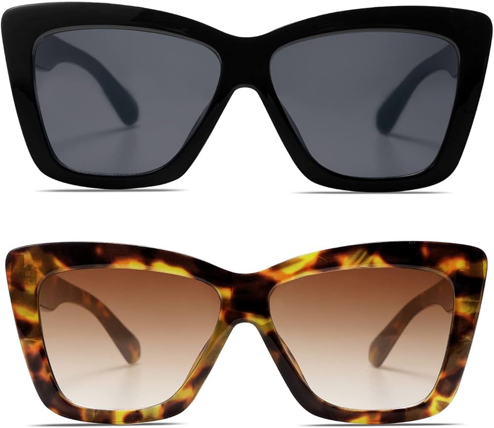 Allarallvr Square Oversized Sunglasses For Women Men, Cat Eye Trendy retro Sun glasses AR82063 | Amazon (US)