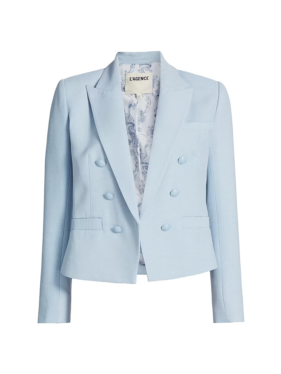 Women's Brooke Double-Breasted Blazer - Blue Fog Scroll - Size 0 | Saks Fifth Avenue
