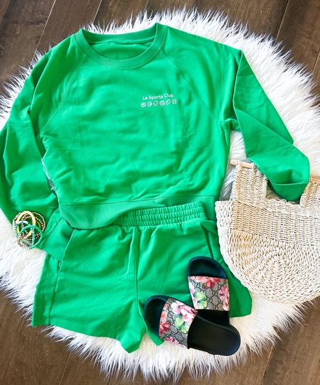 💚The color of the season it seems!! Love this matching set for spring. Perfect for a day on the go, travel or just lounging around. Comes in several color options.
*Fit Tip- runs TTS. I got a small in the shorts and a medium in the top for a more oversized fit. For reference I’m 5’2, 128lbs and a 34D.

#springoutfits #springsets #matchingsets #shortsets #targetstyle #springbreak #springbreakstyle #vacation #vacationoutfit #travel #traveloutfit #gucci #guccislides

#LTKU #LTKSeasonal #LTKtravel