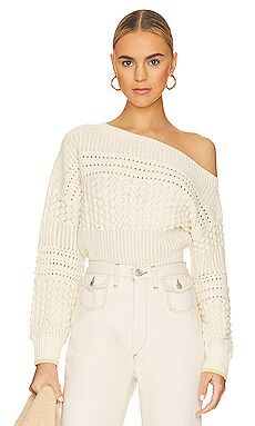 Tularosa Razon Off Shoulder Pointelle Sweater in Ivory from Revolve.com | Revolve Clothing (Global)
