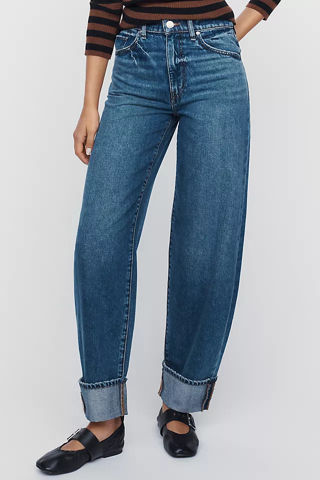 Hudson Aria High Rise Cuffed Barrel Jeans | Anthropologie (US)