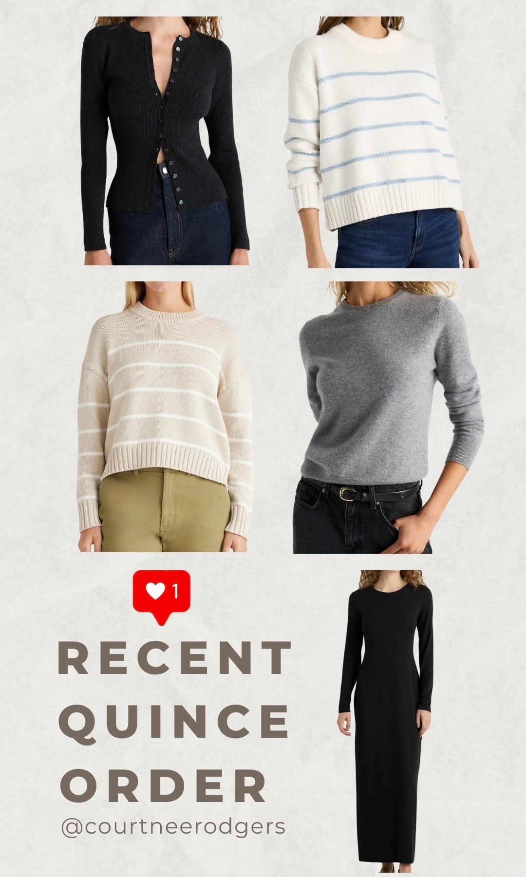 My recent Quince order and it’s SO GOOD! I got size small in all and they all fit perfectly!

Quince, sweaters, fall fashion

#LTKootd #LTKmomlife #LTKgrwm