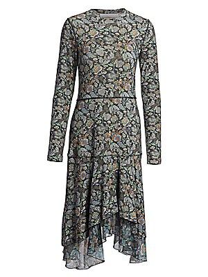 Long Sleeve Floral Midi Dress | Saks Fifth Avenue