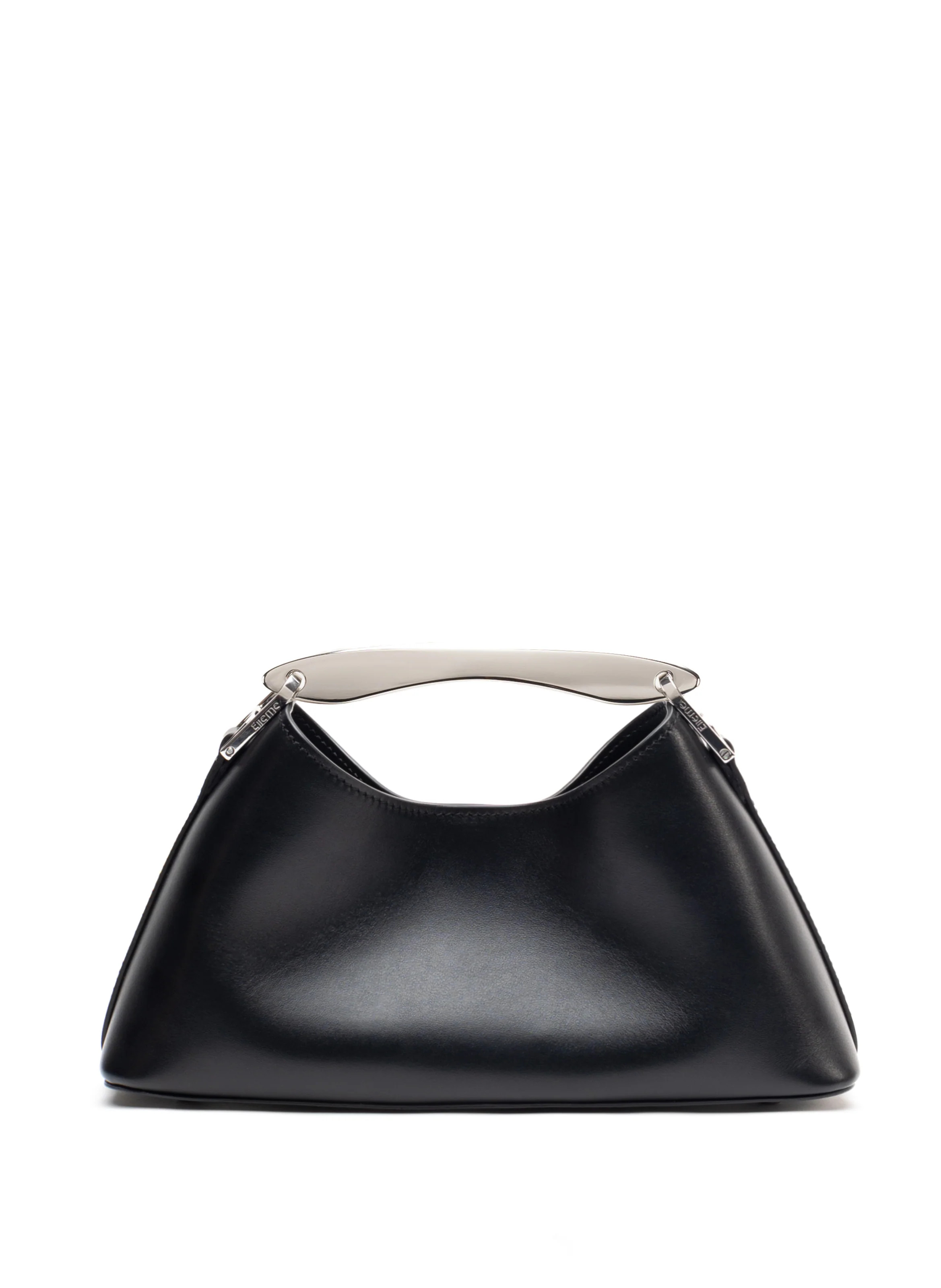 Mini Boomerang Leather Black Silver Handle - Mini Designer Handbag - Elleme | Elleme