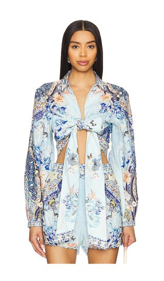 Cropped Wrap Shirt in Al Manial Palace Memoirs | Revolve Clothing (Global)