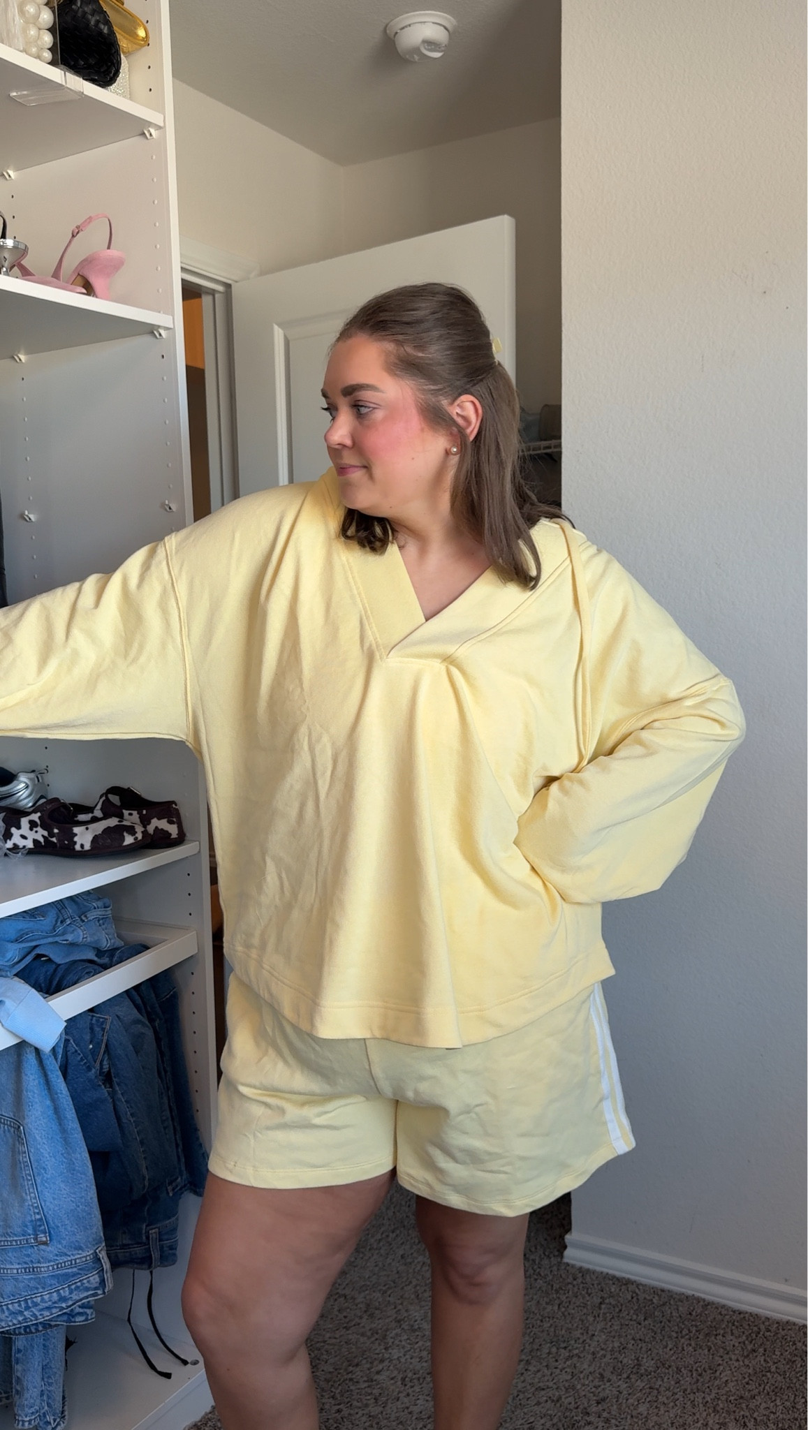 Old navy matching lounge set wearing xxl in pullover for oversized fit and xl in shorts and sports bra  

#LTKPlusSize