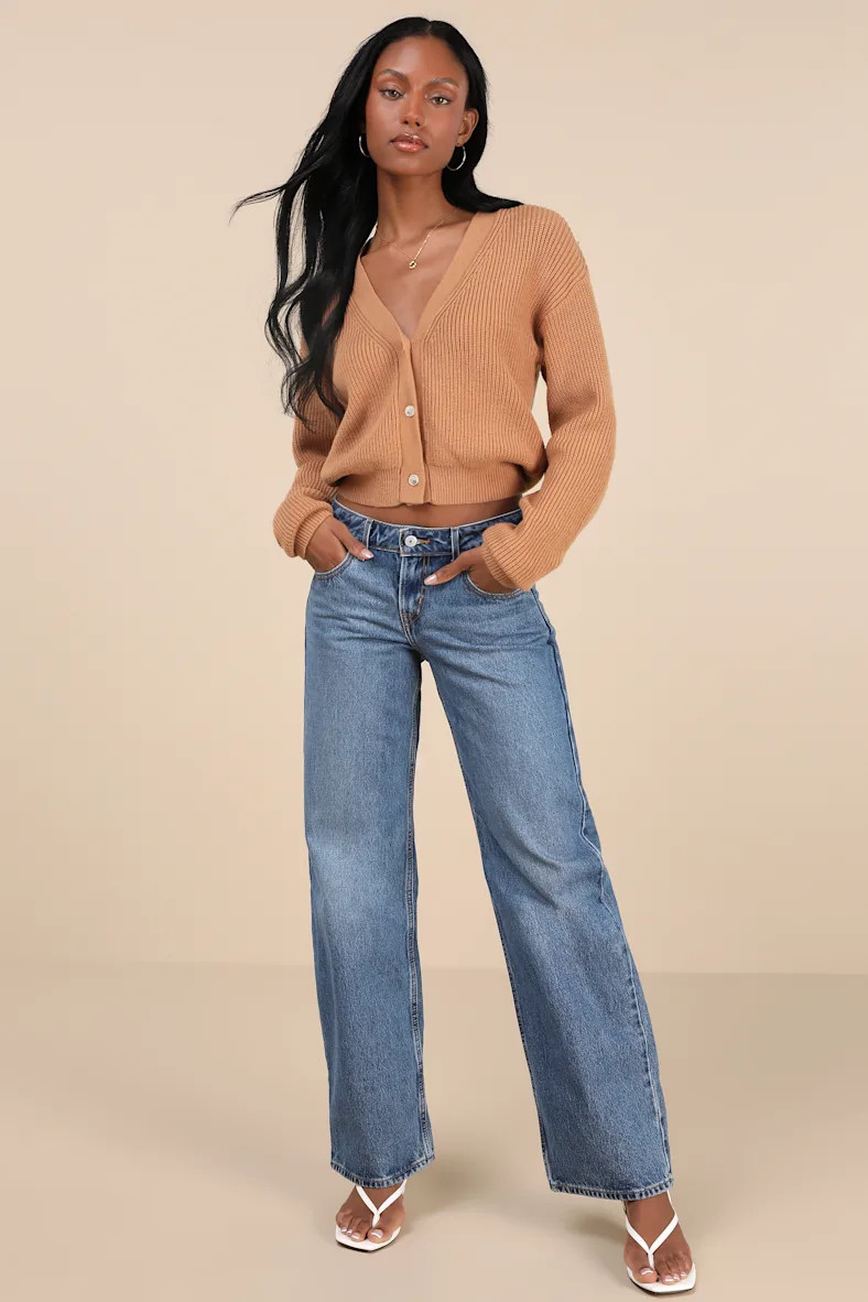 Toasty Babe Tan Knit Button-Up Cropped Cardigan | Lulus