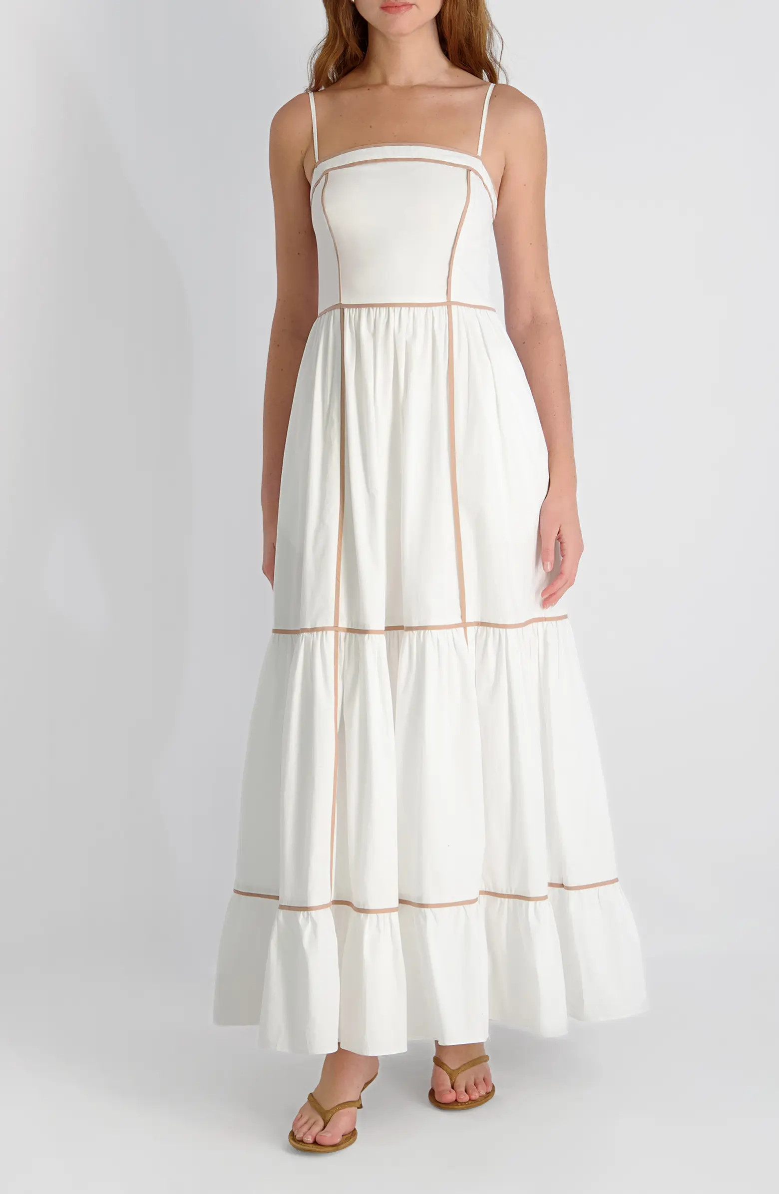 Cambria Contrast Trim Cotton Maxi Dress | Nordstrom