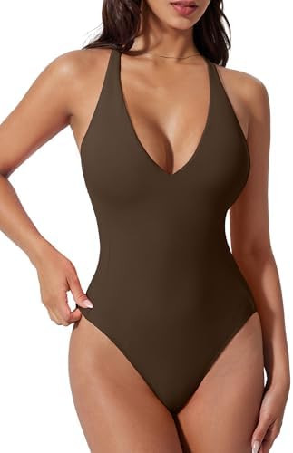 SUUKSESS Women Sexy Low Back One Piece Swimsuit Slimming Tummy Control Bathing Suit | Amazon (US)