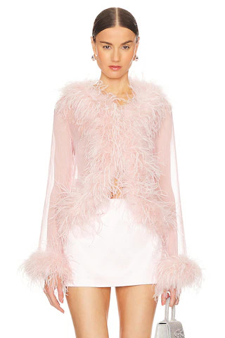 Gigi Feather Blouse in Pink | Revolve Clothing (Global)