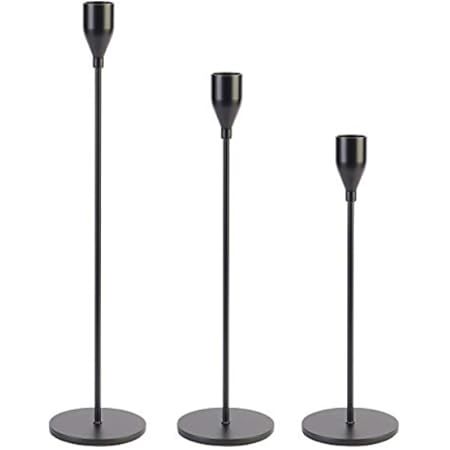 SUJUN Matte Black Candle Holders Set of 3 for Taper Candles, Decorative Candlestick Holder for Weddi | Amazon (US)