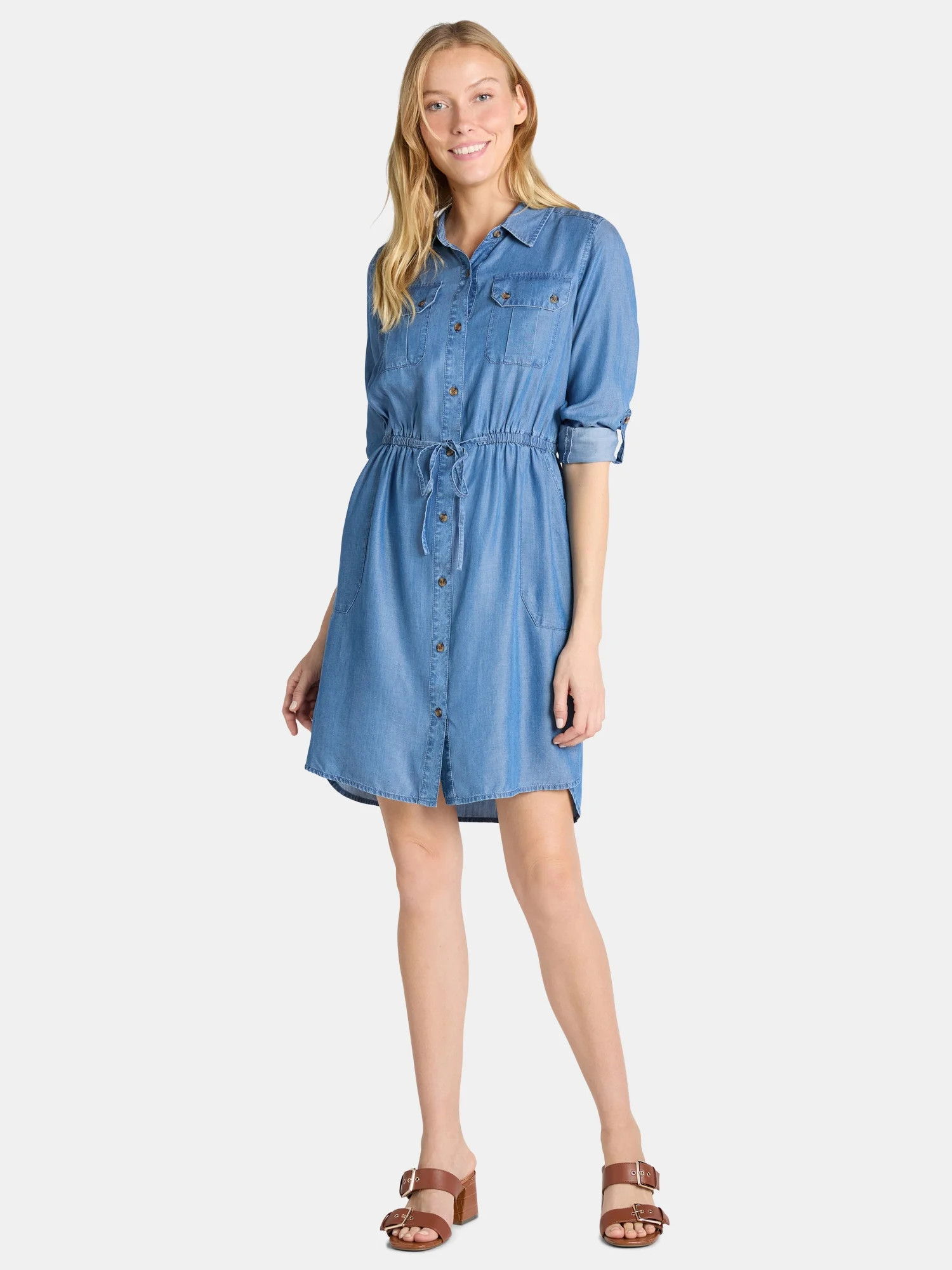 Time and Tru Women's Structured Utility Shirtdress, XS-XXXL | Walmart (US)