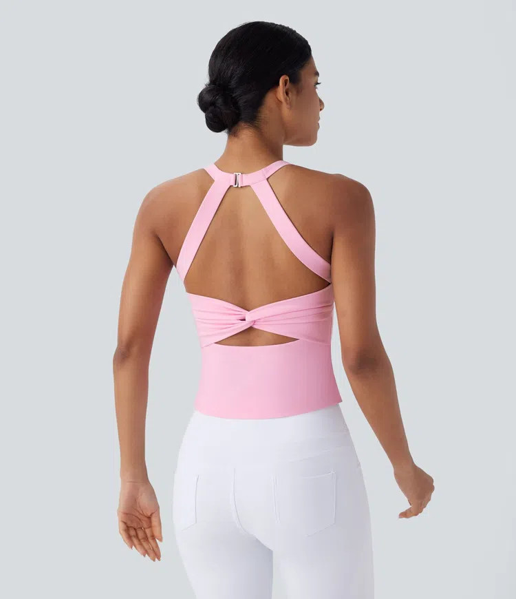 SoftlyZero\u2122 Plush Cut Out Yoga Tank Top A-D Cups | HALARA