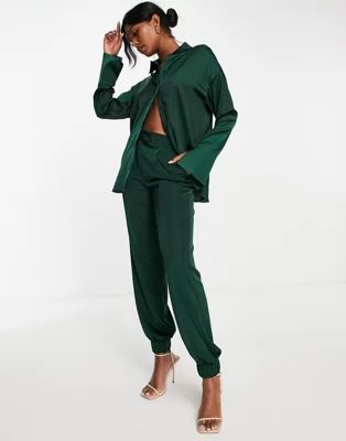 4th & Reckless satin joggers in forest green - part of a set | ASOS (Global)