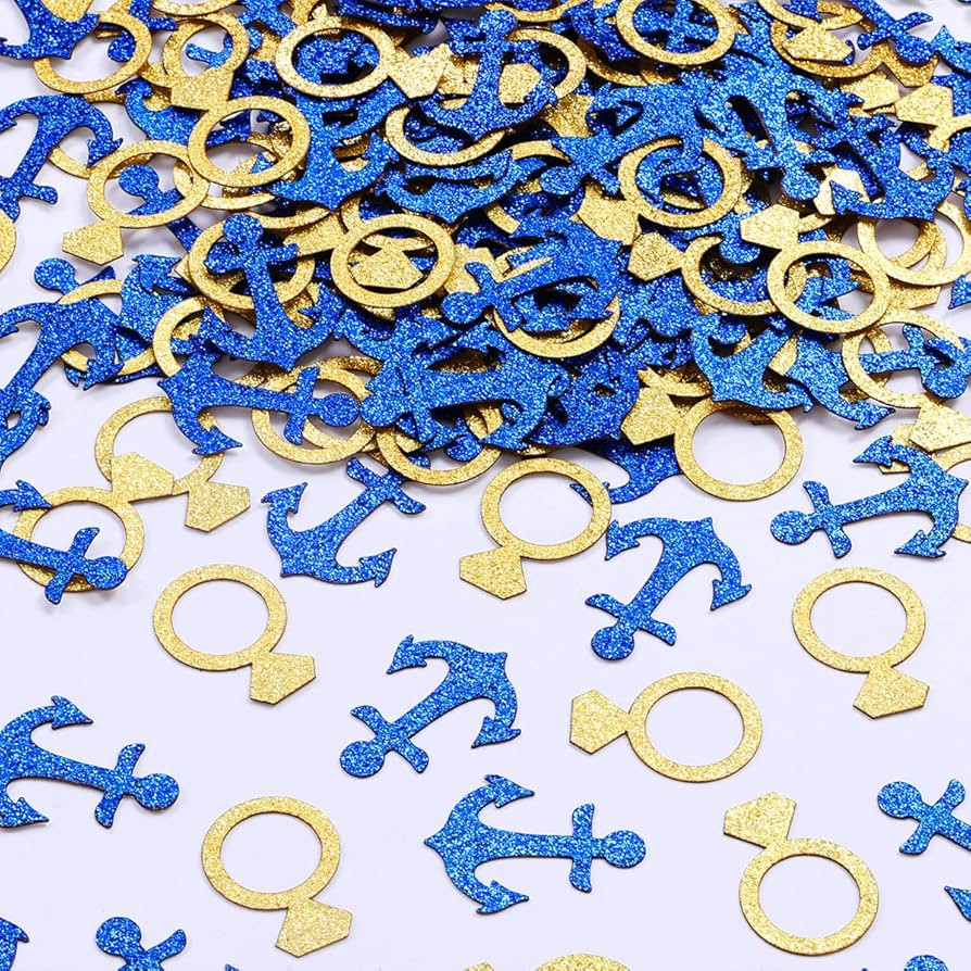 Nautical Bachelorette Party Supplies - 200 Pack Anchor Diamond Ring Table Confetti Glitter for Na... | Amazon (US)