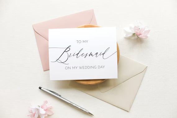 To my Bridesmaid on my Wedding Day, To my Bridesmaid, Wedding Day Cards, Bridal Party Wedding Day... | Etsy (US)