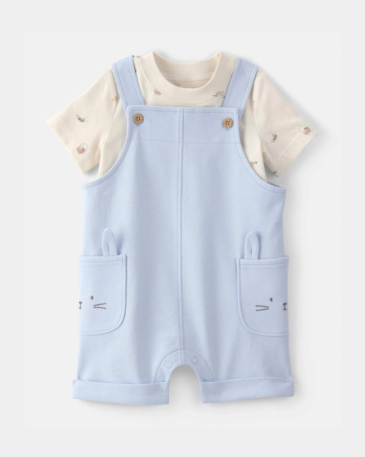 Baby Boy 2-Piece Easter Bunny Shortall Set - Blue/Cream | Carter's Inc