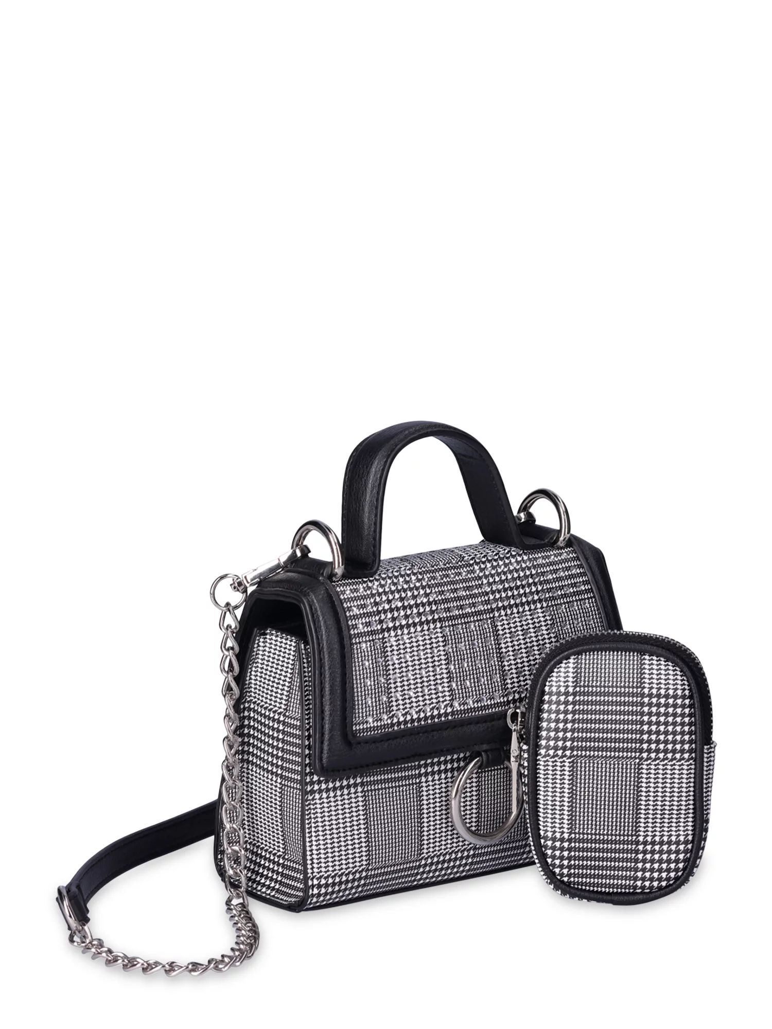 Madden NYC Women's Crystal Mini Top Handle Handbag, Houndstooth | Walmart (US)