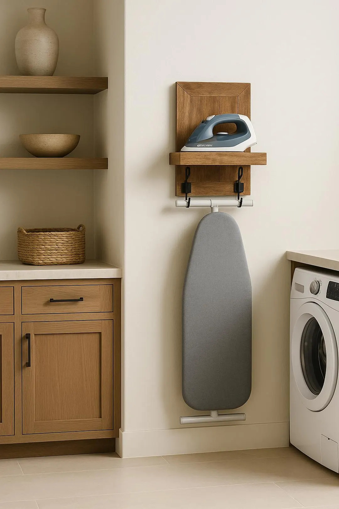 Handcrafted Mango Wood Ironing Board Shelf | Wall Mounted Laundry Rack | Etsy (US)