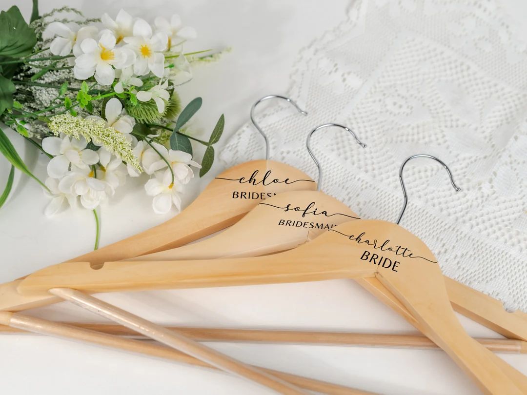 Bride Hangers Personalized Bridesmaid Hangers Engraved Dress - Etsy | Etsy (US)