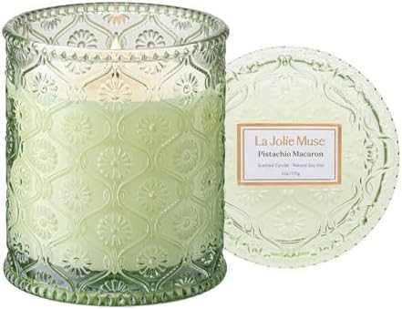 LA JOLIE MUSE Pistachio Macaron Scented Candle | Pistachio, Milk & Vanilla | 6 oz Natural Soy Wax... | Amazon (US)