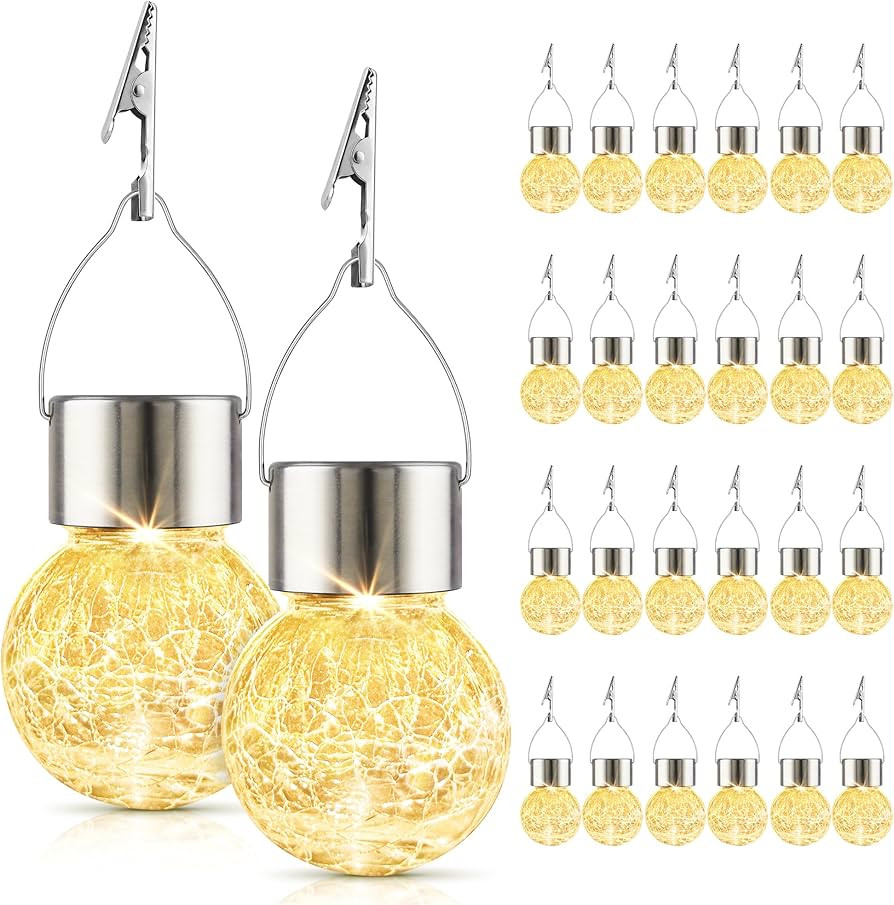 Solar Lights Outdoor Hanging Decorative Globe 24 Pack, Waterproof Solar Lantern with Handle and C... | Amazon (US)