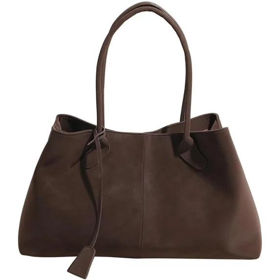 Trendy Suede Shoulder Bag for Women Casual Purse Large Tote Bag Handbag Top Handle Satchel Commut... | Walmart (US)