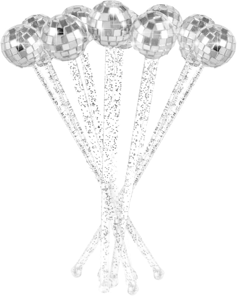 20 Pieces Disco Ball Drink STIRRERS Lolipop Sticks Disposible for Last Disco New Year’s Eve Dis... | Amazon (US)