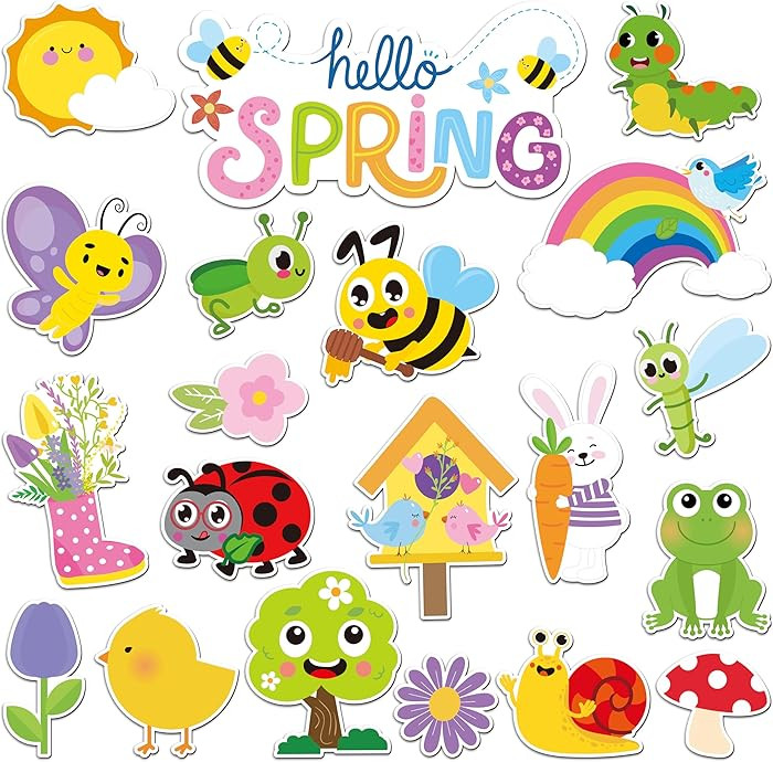 Hello Spring Magnet Car Decorations -X1zuue 20Pcs Colorful Waterproof Spring Insect Theme Magneti... | Amazon (US)