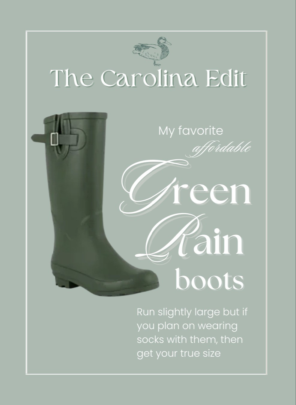 My favorite green rubber boots are on Sale with the discount code 'easterstyle'Grab these in your true size if you plan to wear socks. So cute for spring and summer, playing in the garden, or wearing with maxi skirts! #rainboots #rubberboots #wellingtons #wellies #cottagestyle #cottagecore #englishcottage #sale #springfashion 

#LTKSeasonal #LTKFindsUnder100 #LTKSaleAlert